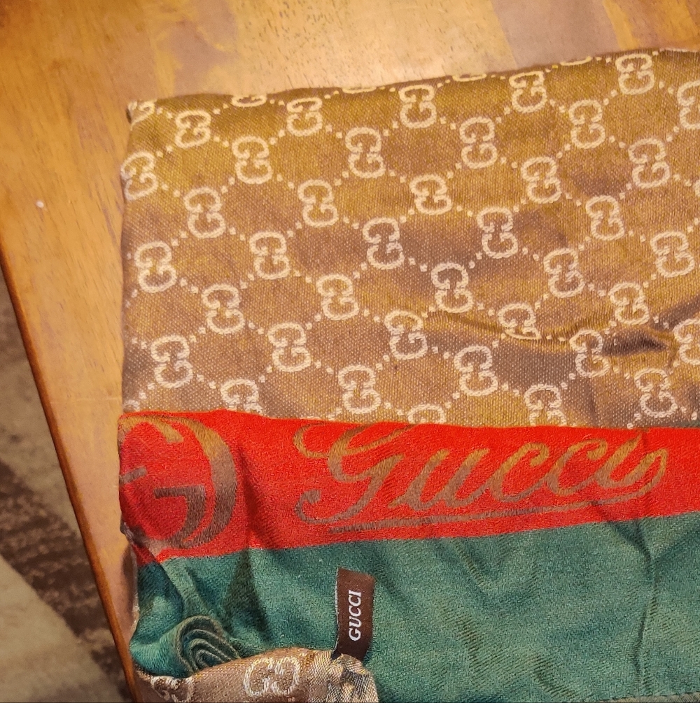 Gucci Brown and Green Scarf